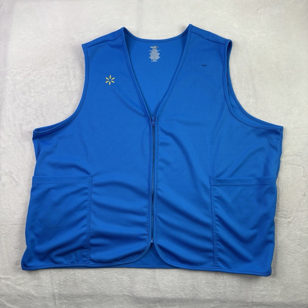 Walmart Blue Full Zip Sleeveless Employee Vest Uniform Ladies 4XL